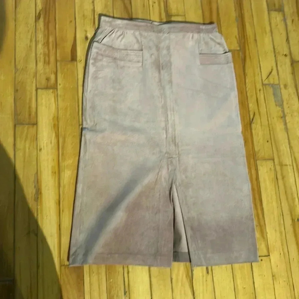 Vintage holt renfrew‎ suede blush pink midi skirt middle slit in  front